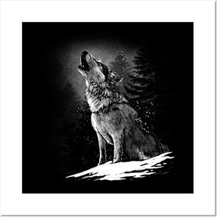 Wolf howling Posters and Art